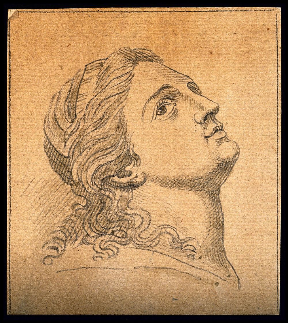 A face void of all discernible connection with temperament or expression. Drawing, c. 1792.