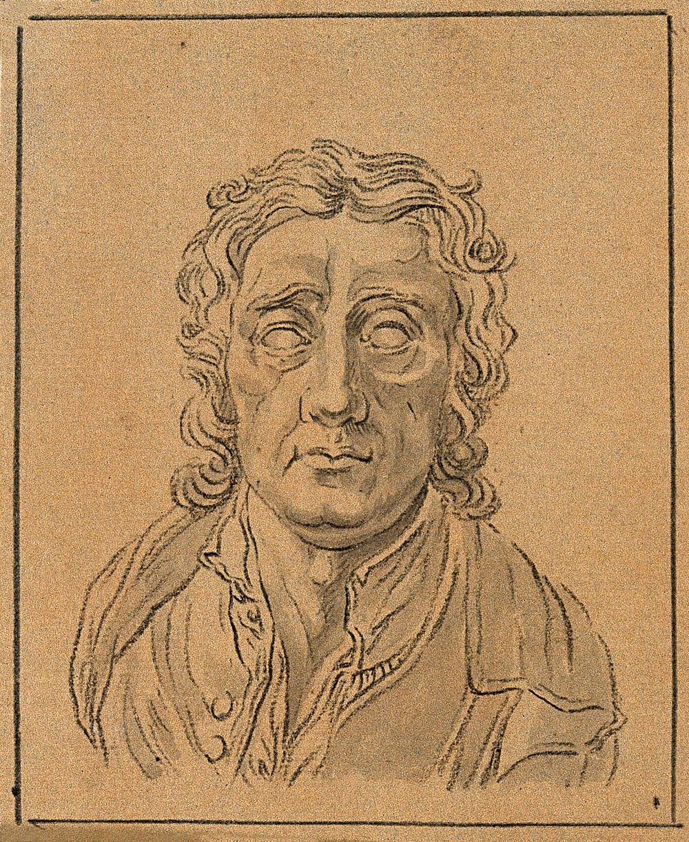 John Locke: frontal view of bust. Drawing, c. 1789, after D.N. Chodowiecki.