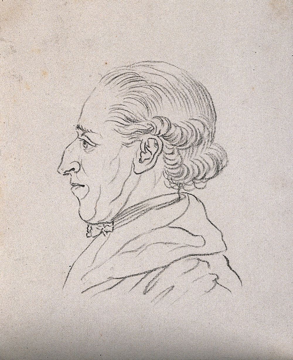 A man whose physiognomy reveals a "sage, honorable, sprightly, judicious, profound, pious" character. Drawing, c. 1794.
