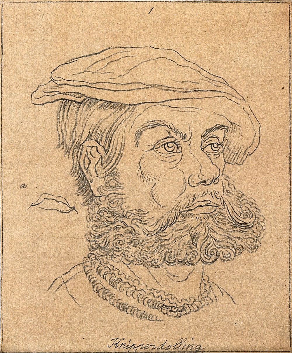Knipperdolling, exhibited in Lavater's work on physiognomy as a 'famous and sanguinary fanatic'. Drawing, c. 1789.