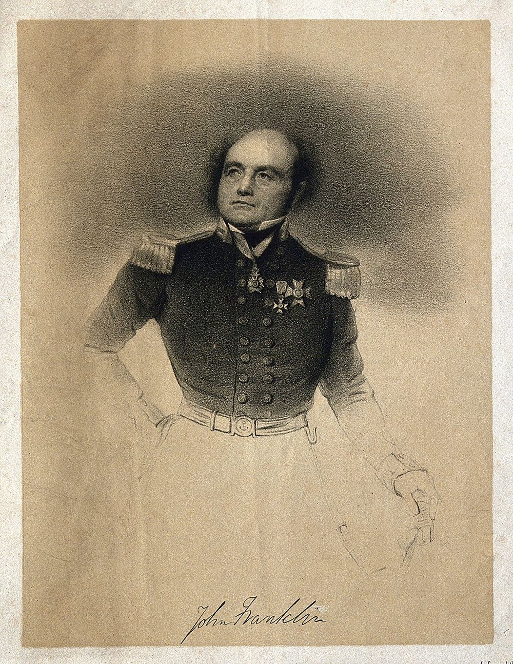 Sir John Franklin. Lithograph by J.B.A. Lafosse after J.M. Negelen.