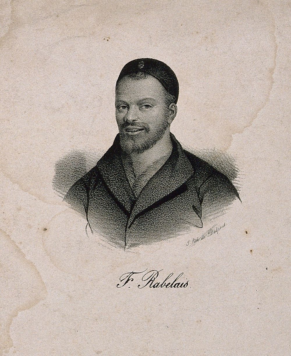François Rabelais. Lithograph.