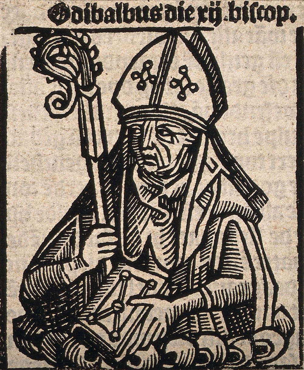 Bishop Odibaldus. Woodcut.