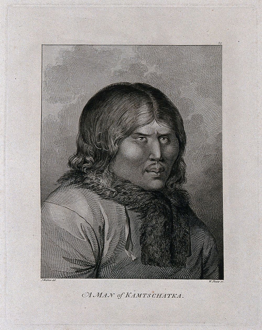 A man from Kamchatka. Engraving by W. Sharp, 1784, after J. Webber.