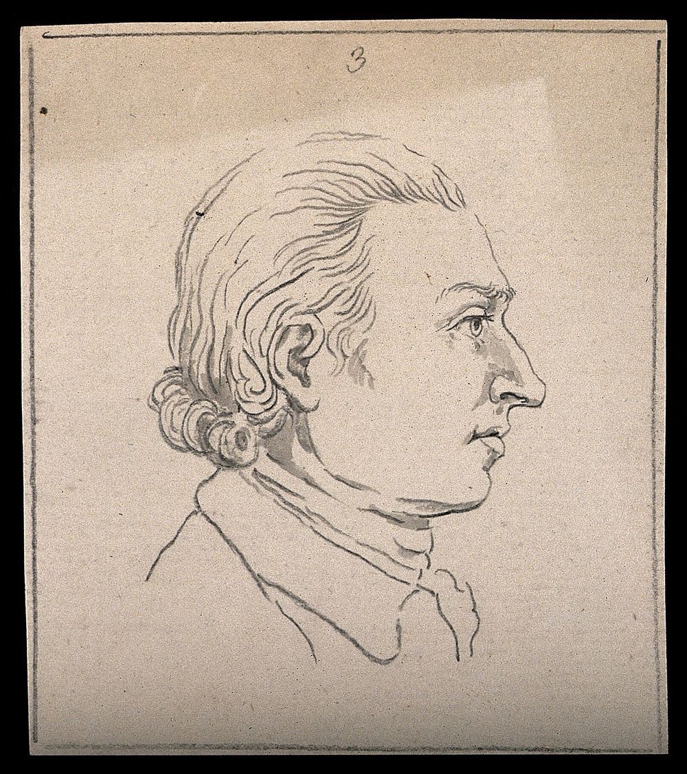 Head of a young man which, according to Lavater, expresses superior qualities. Drawing, c. 1794.