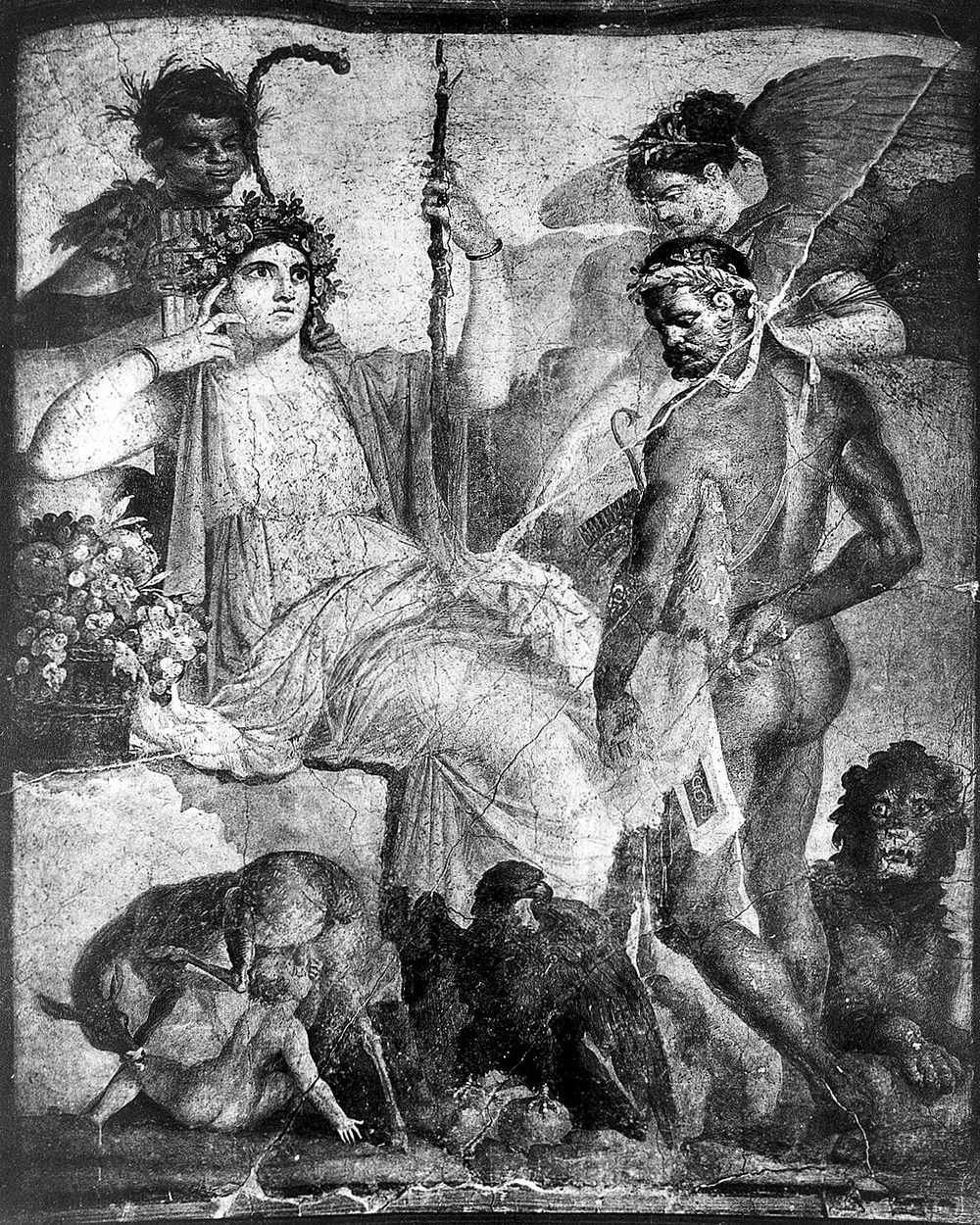 Telephus (son of Hercules) being suckled by a doe in the temple of Athena where as an infant he was left to die. Colour…