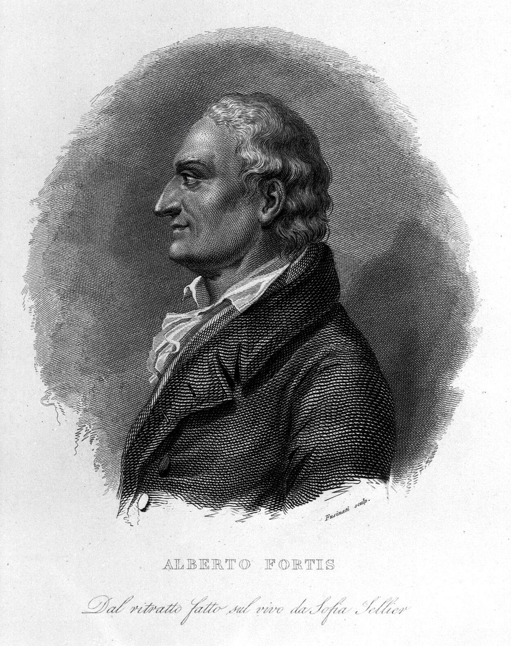 Alberto Fortis. Line engraving by G. Fusinati after Sofia Sellier.