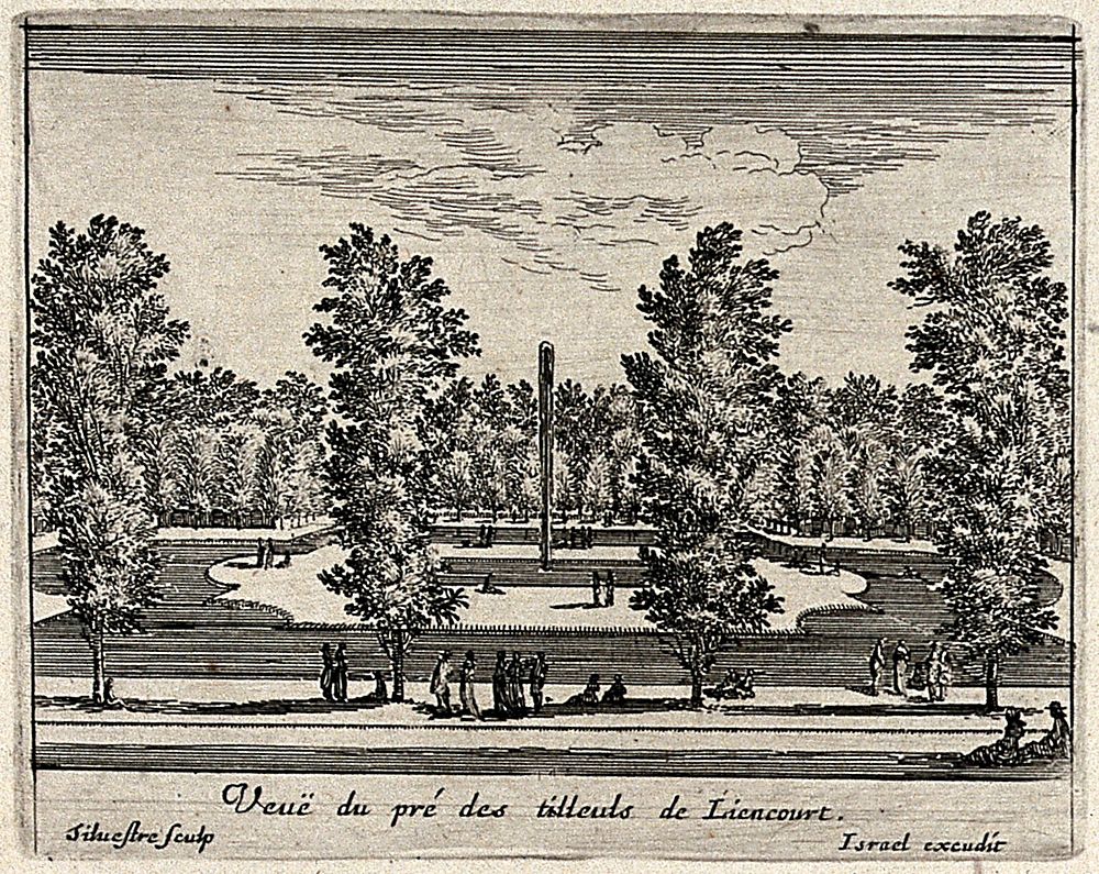 The lime tree park at Liancourt. Etching by I. Silvestre.