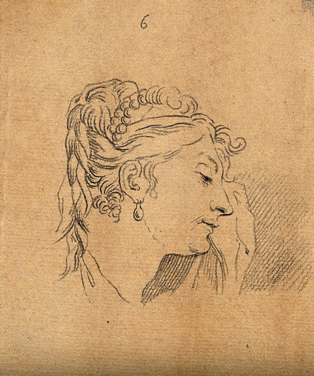 Six physiognomies. Drawing, c. 1789, after C. Le Brun.
