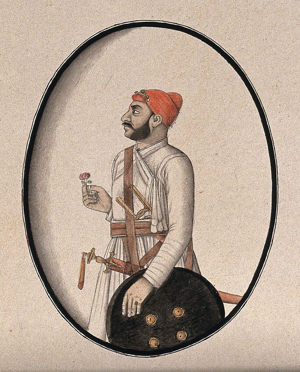 Mughal courtier wearing red turban | Free Photo Illustration - rawpixel