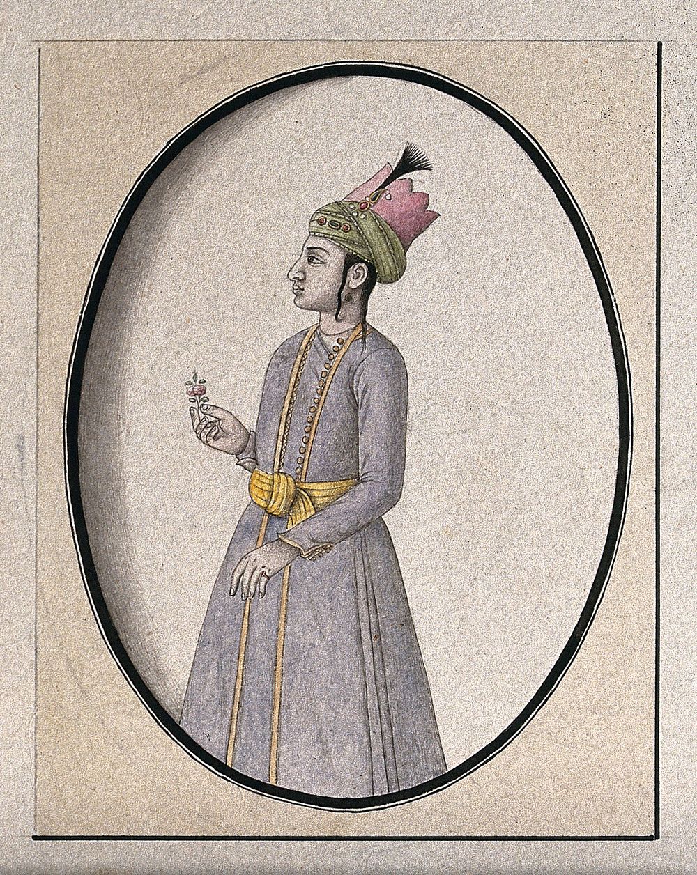Wazir of the Abdalli king of Kabul, Ahmad Shah. Watercolour drawing by an Indian artist.