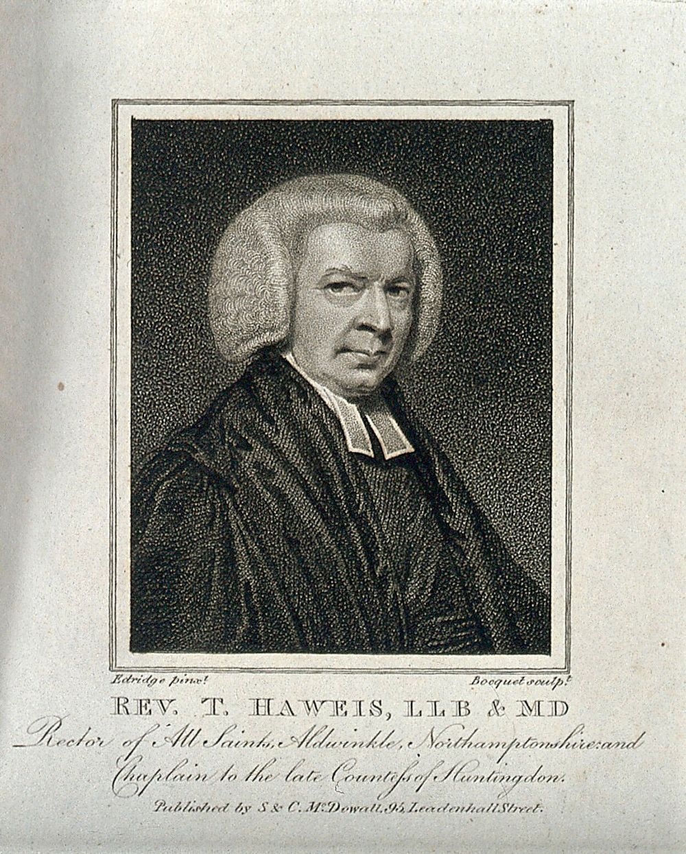 Thomas Haweis. Stipple engraving by E. Bocquet after H. Edridge.