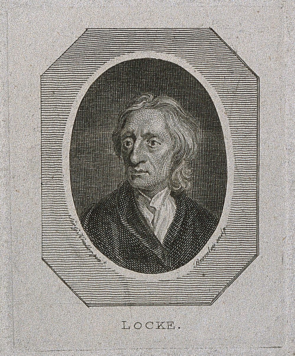 John Locke. Line engraving by W. Bromley, 1794, after Sir G. Kneller, 1697.