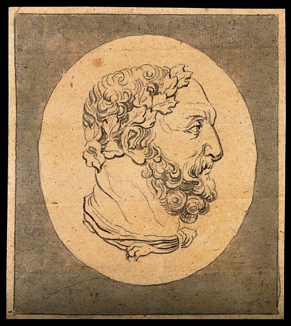 A bust of Hercules: profile. Drawing, c. 1792.