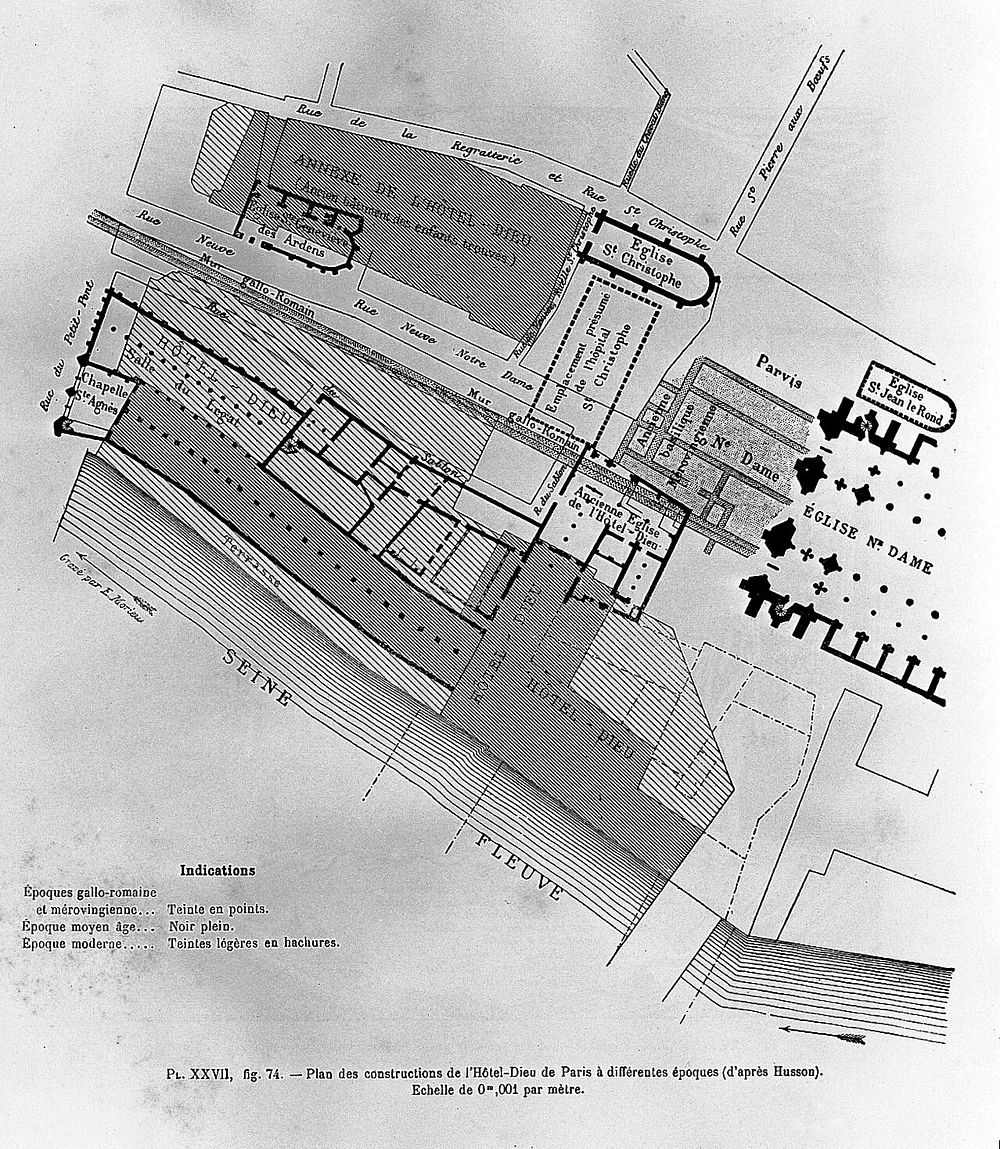 De l'assistance publique et des hopitaux jusqu'au XIXe siècle : plan d'un hotel-Dieu attribué a Philibert Delorme / par C.…