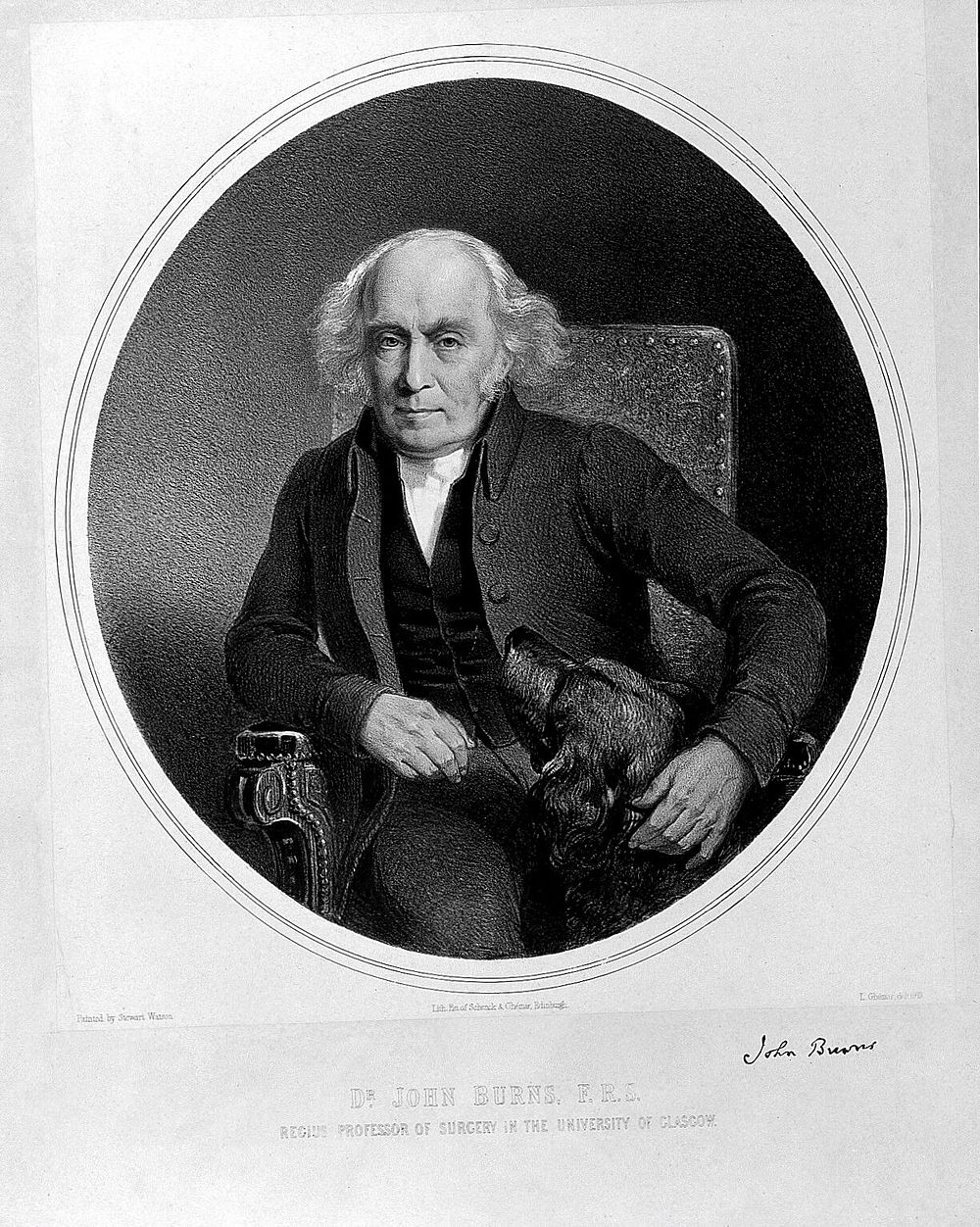 John Burns. Lithograph by L. Ghémar after S. Watson.