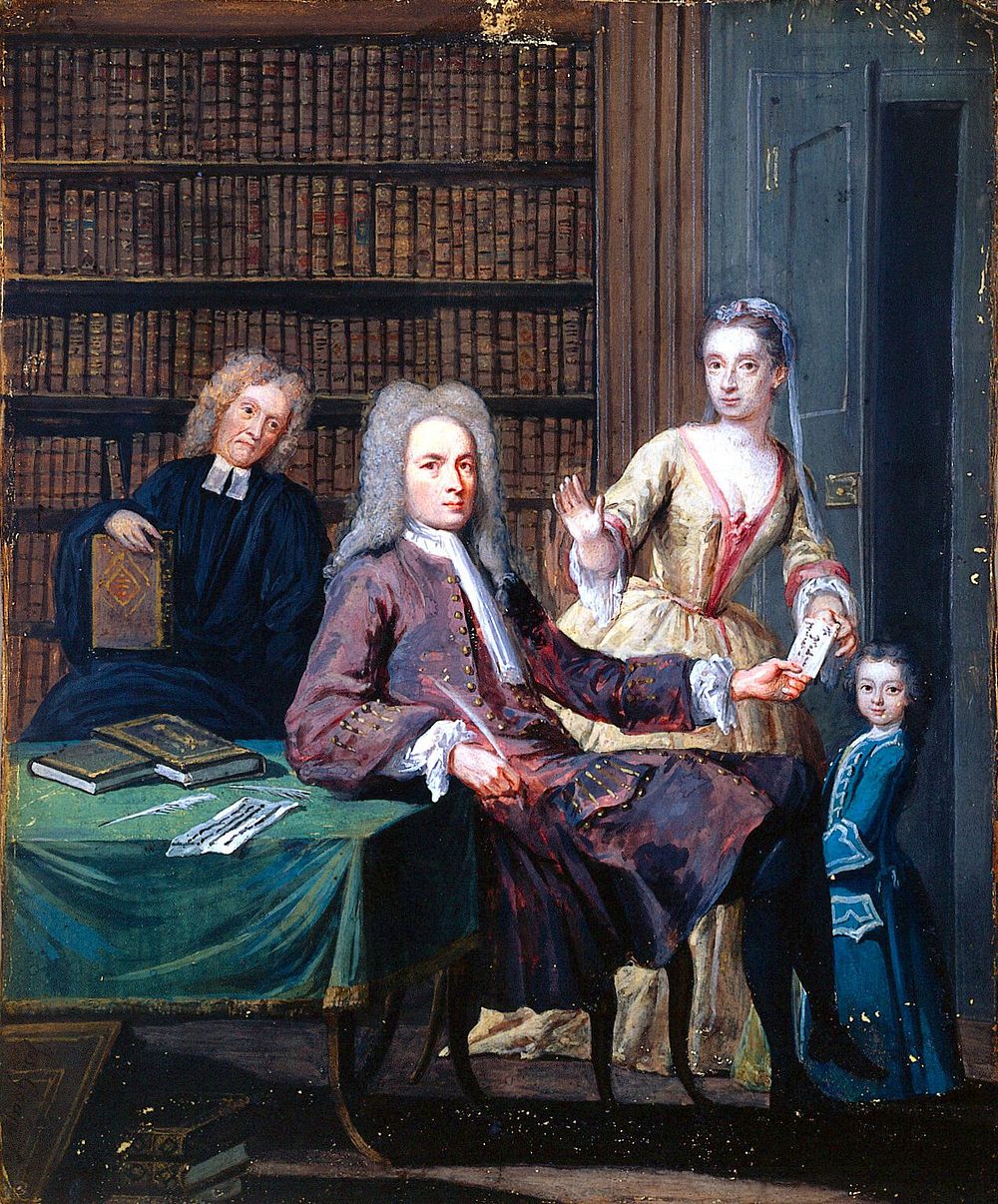 Jean Misaubin and his family. Gouache painting by Joseph Goupy, 172-.
