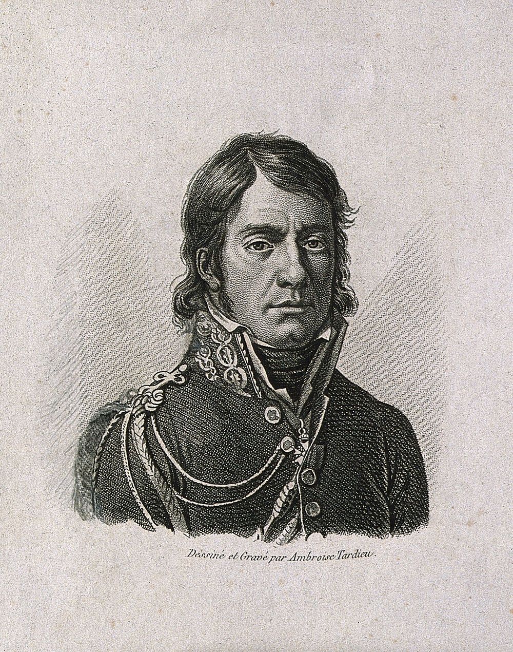 Dominique Jean, Baron Larrey. Stipple engraving by A. Tardieu after himself.