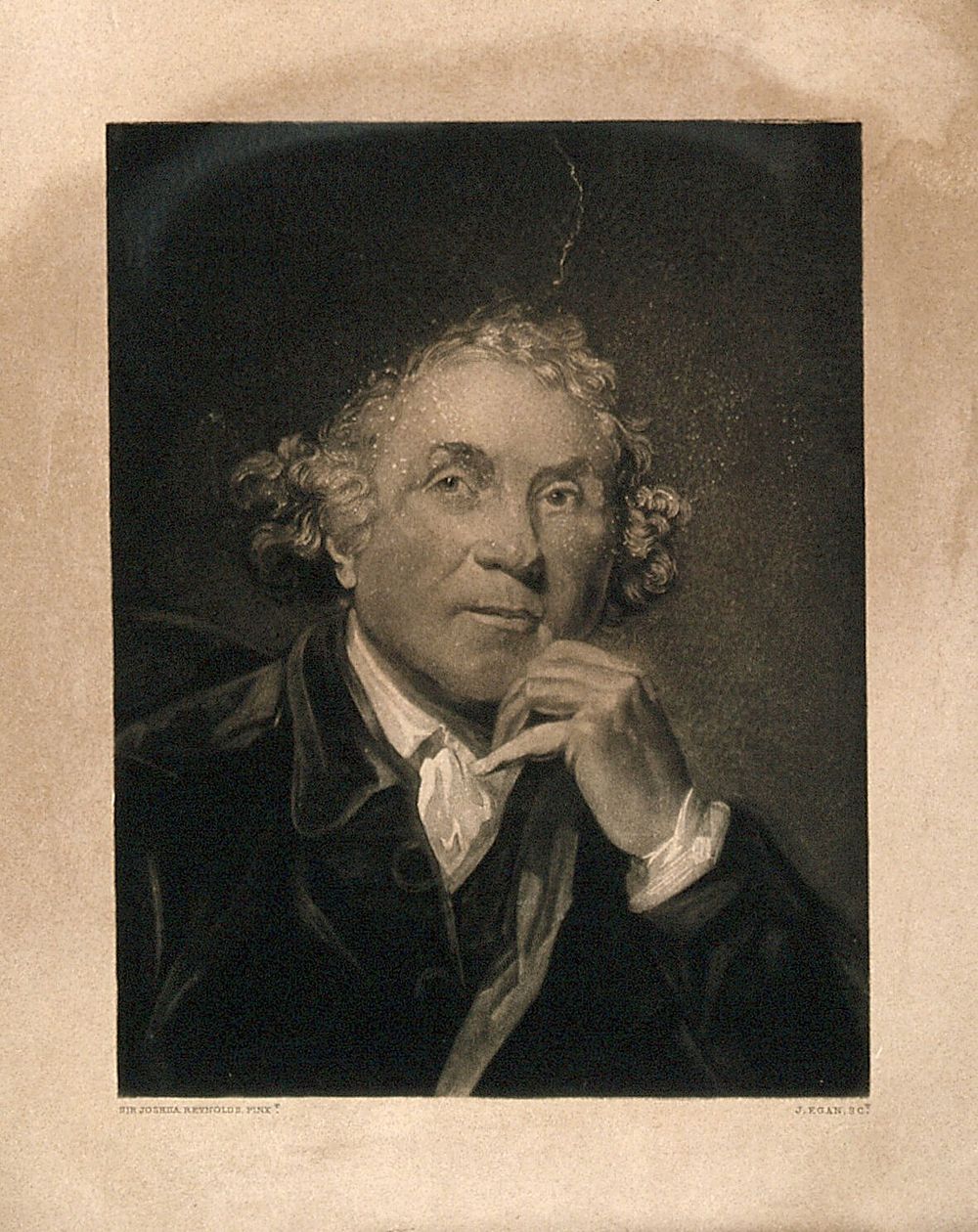 John Hunter. Mezzotint by J. Egan after Sir J. Reynolds, 1786.