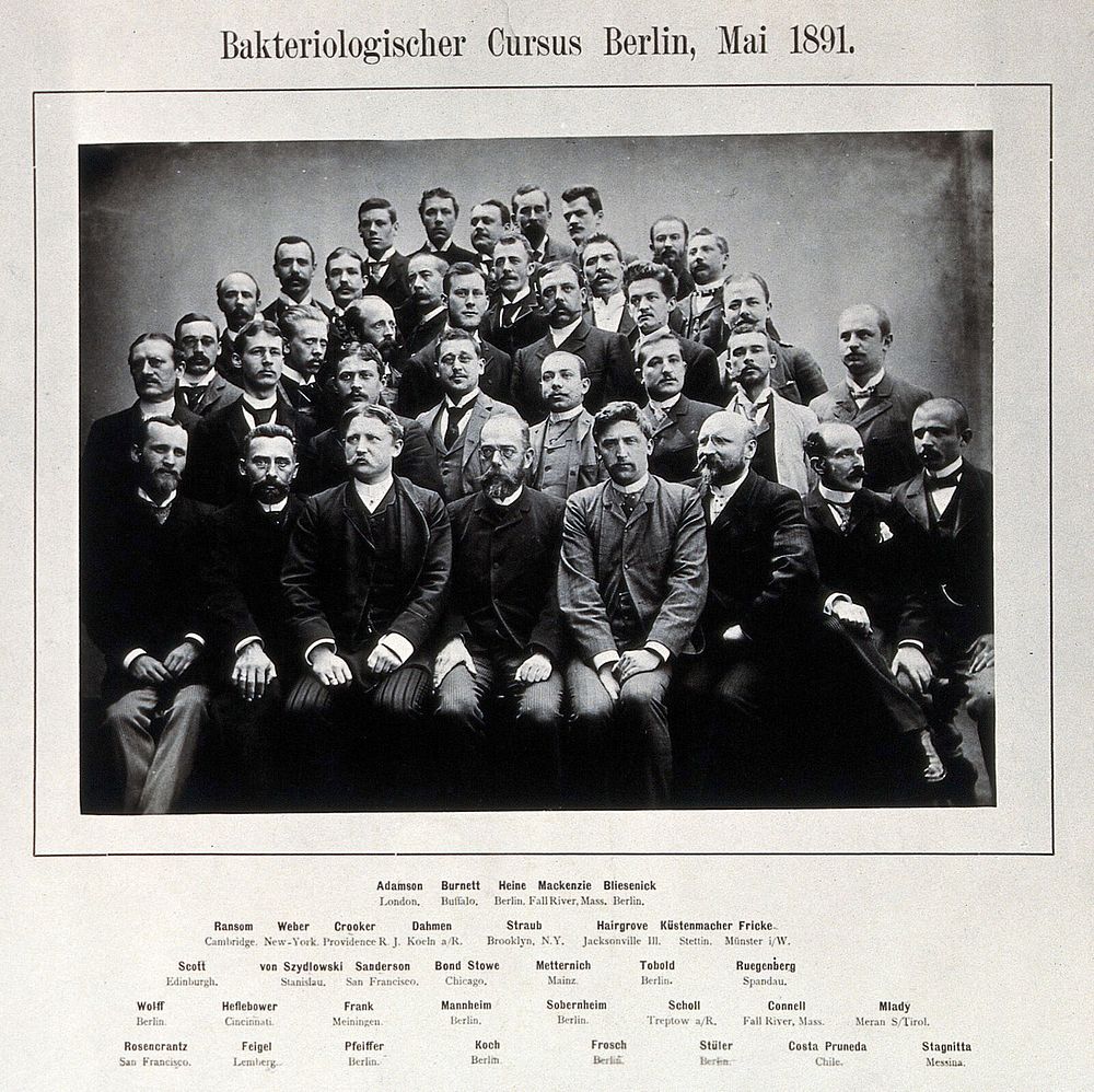 Bacteriological conference delegates, Berlin, May 1891. Photograph of a photograph, 1891.