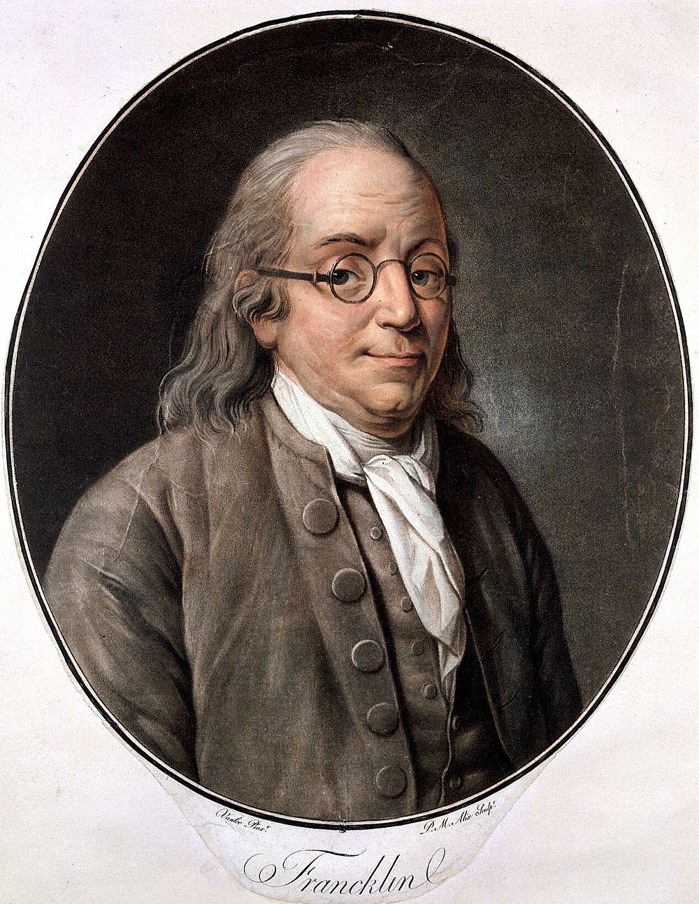 Benjamin Franklin. Colour aquatint P. Free Photo Illustration rawpixel