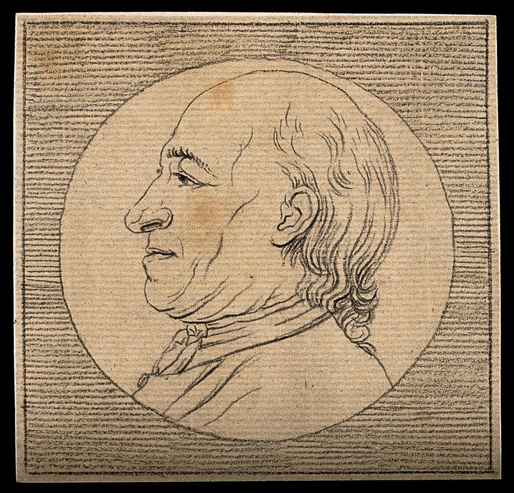 Head of a man exhibiting practical yet choleric qualities. Drawing, c. 1794.