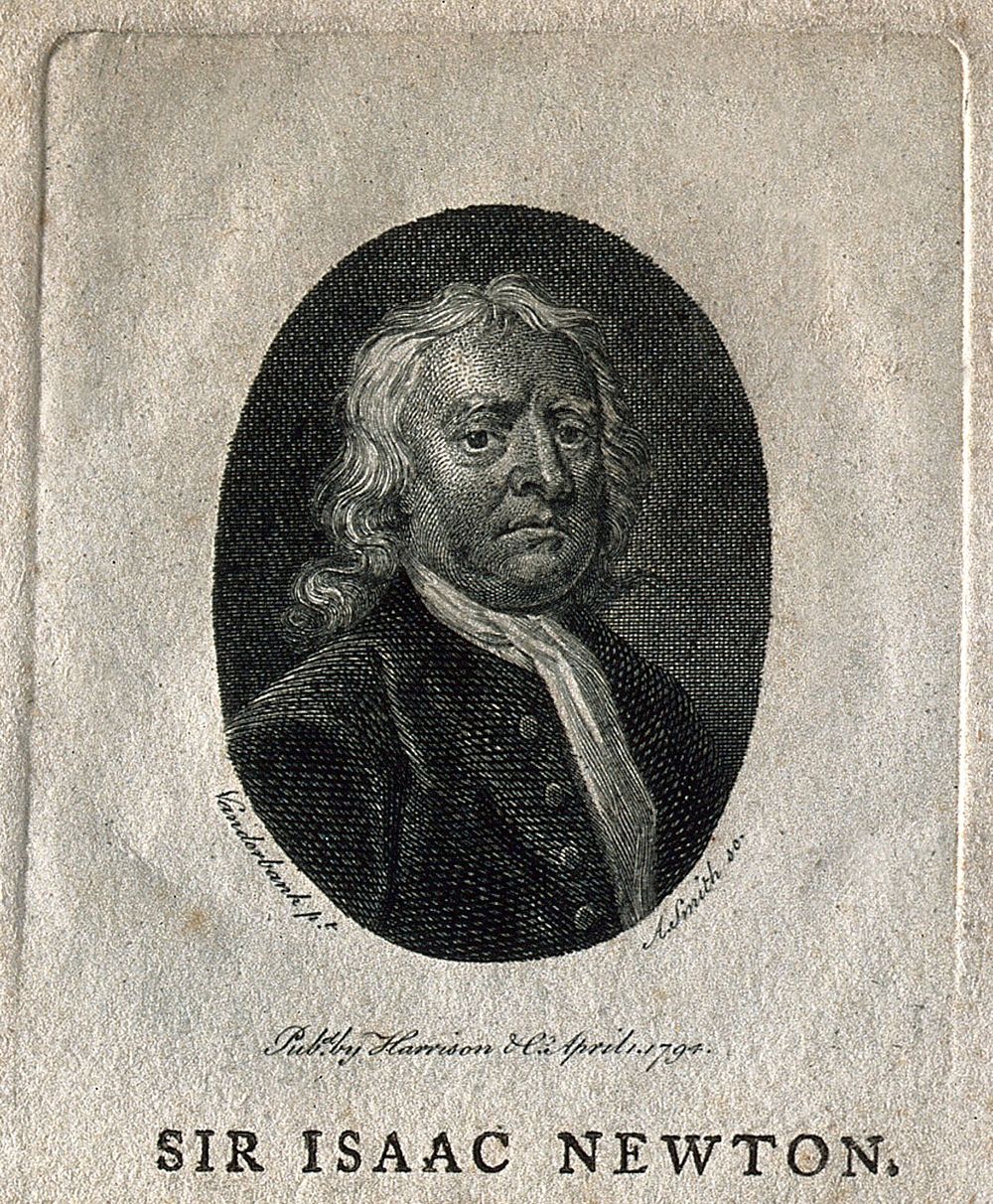 Sir Isaac Newton. Line engraving by A. Smith, 1794, after J. Vanderbank, 1725.