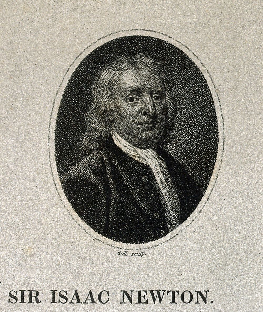 Sir Isaac Newton. Stipple engraving by W. Holl, 1819, after J. Vanderbank, 1725.