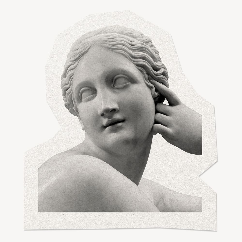 Beautiful woman sculpture clipart sticker, paper craft collage element