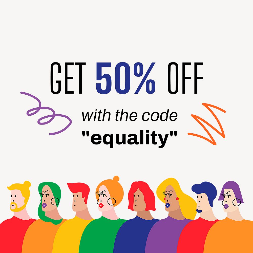 LGBTQ sale Instagram post template, Pride Month shopping campaign vector