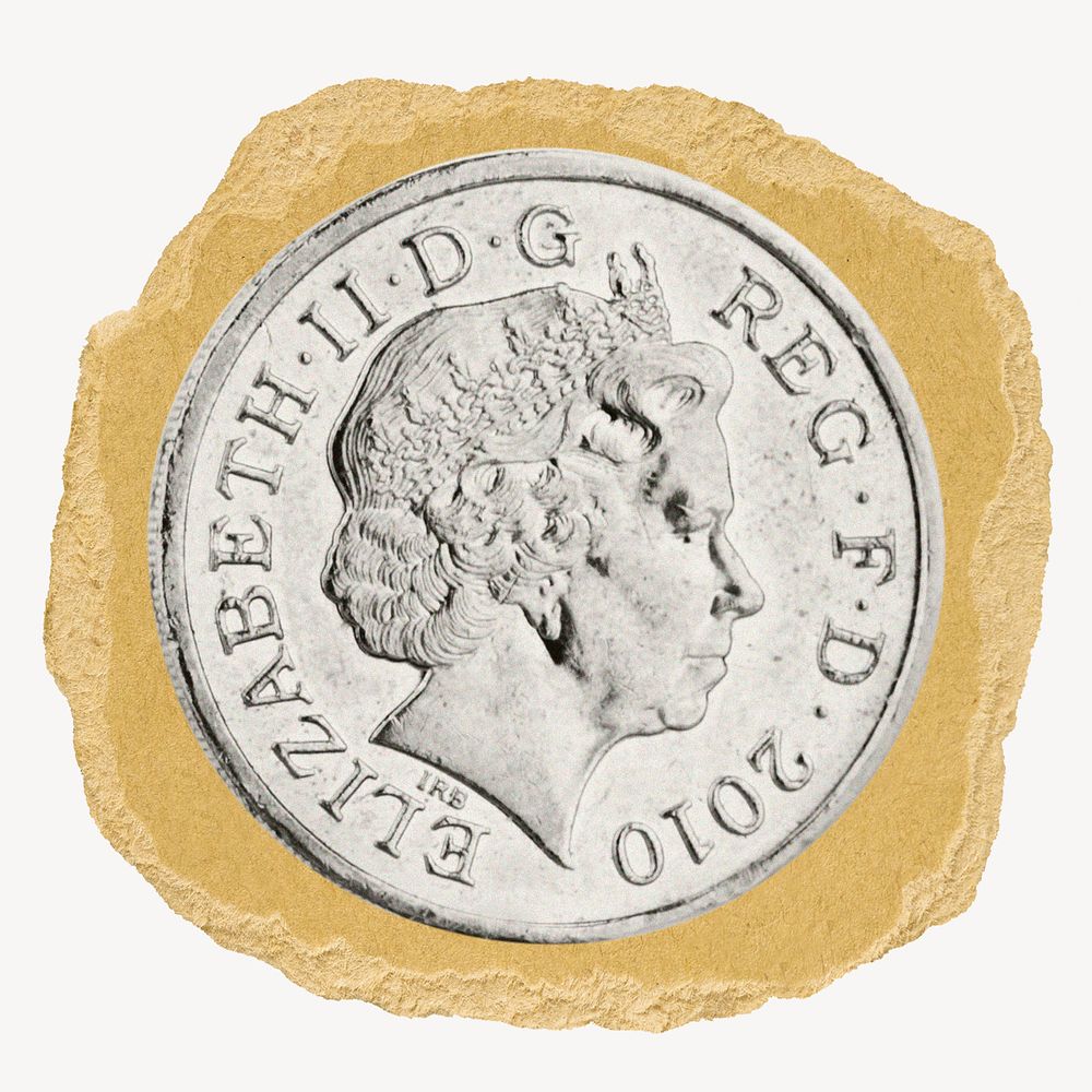 10 Pence, UK coin on ripped paper. Location unknown, 1 JUNE 2022
