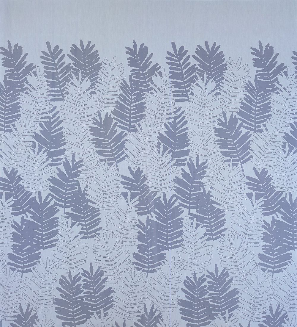 White transparent large leaves of fern pattern on horizontal; unknown manufacturer and origin.. Original from the…