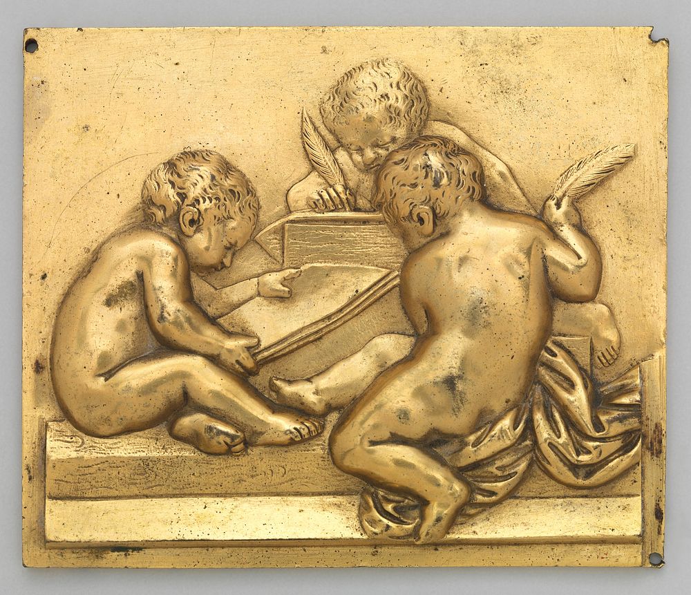 Frieze ornament depicting the theme of reading and writing