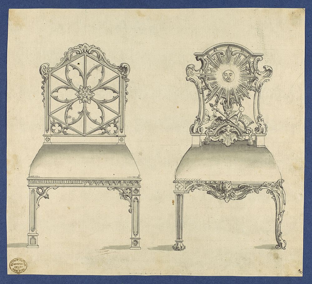 Gothick Gothic Chairs, in Chippendale Drawings, Vol. I by Thomas Chippendale