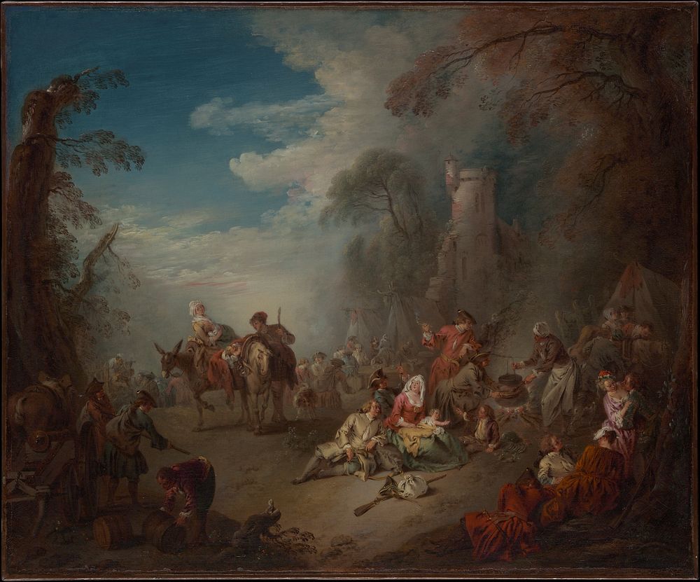 Troops at Rest (ca. 1725) painting in high resolution by Jean Baptiste Joseph Pater. Original from The Metropolitan Museum…