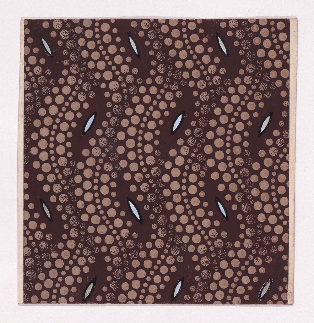 Textile Design with Overlapping Groups of Five Undulating Vertical Stripes of Pearls and Shuttle-Shaped Motifs