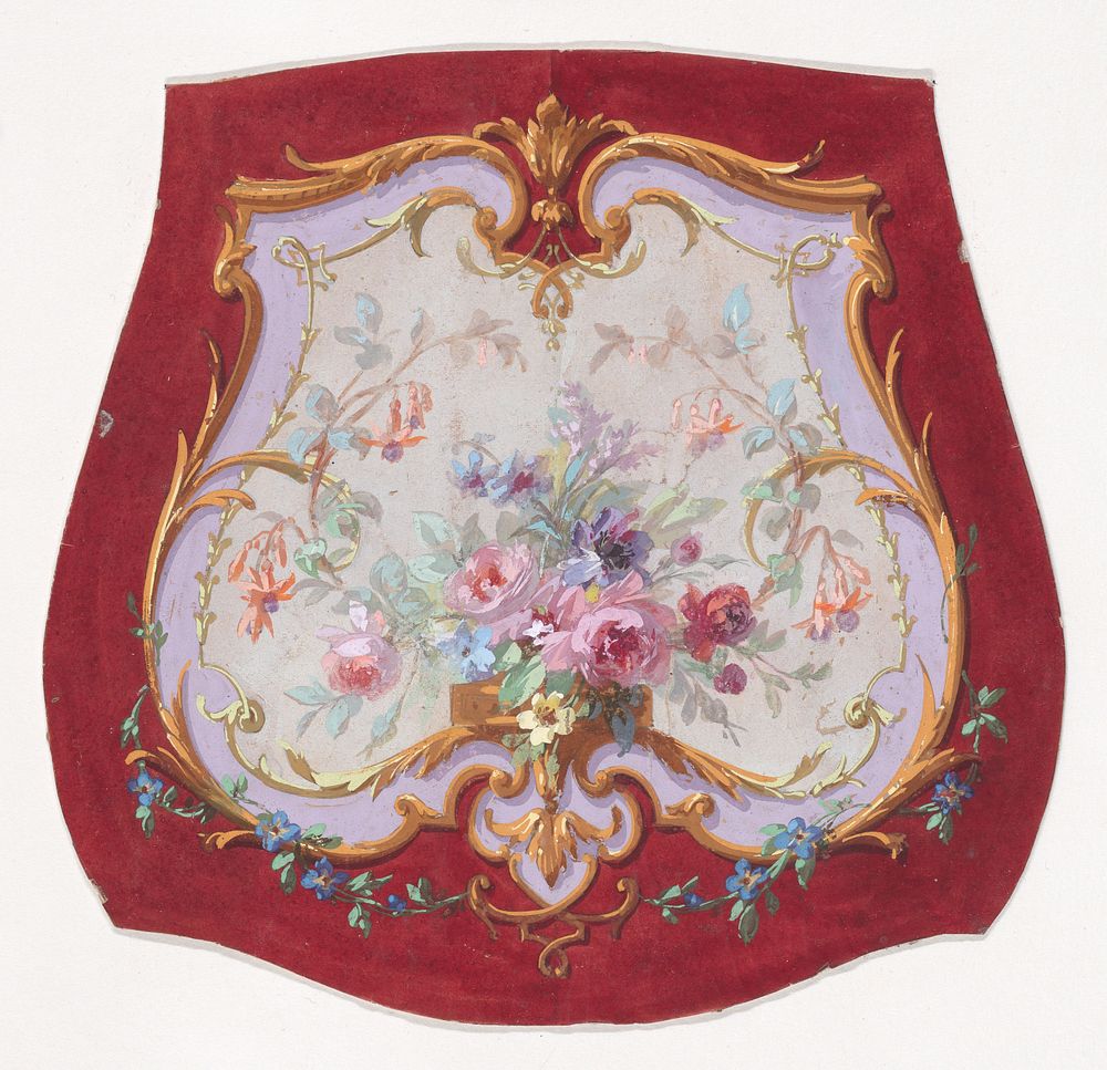 Design for a Chair Seat Cover with Floral Motifs