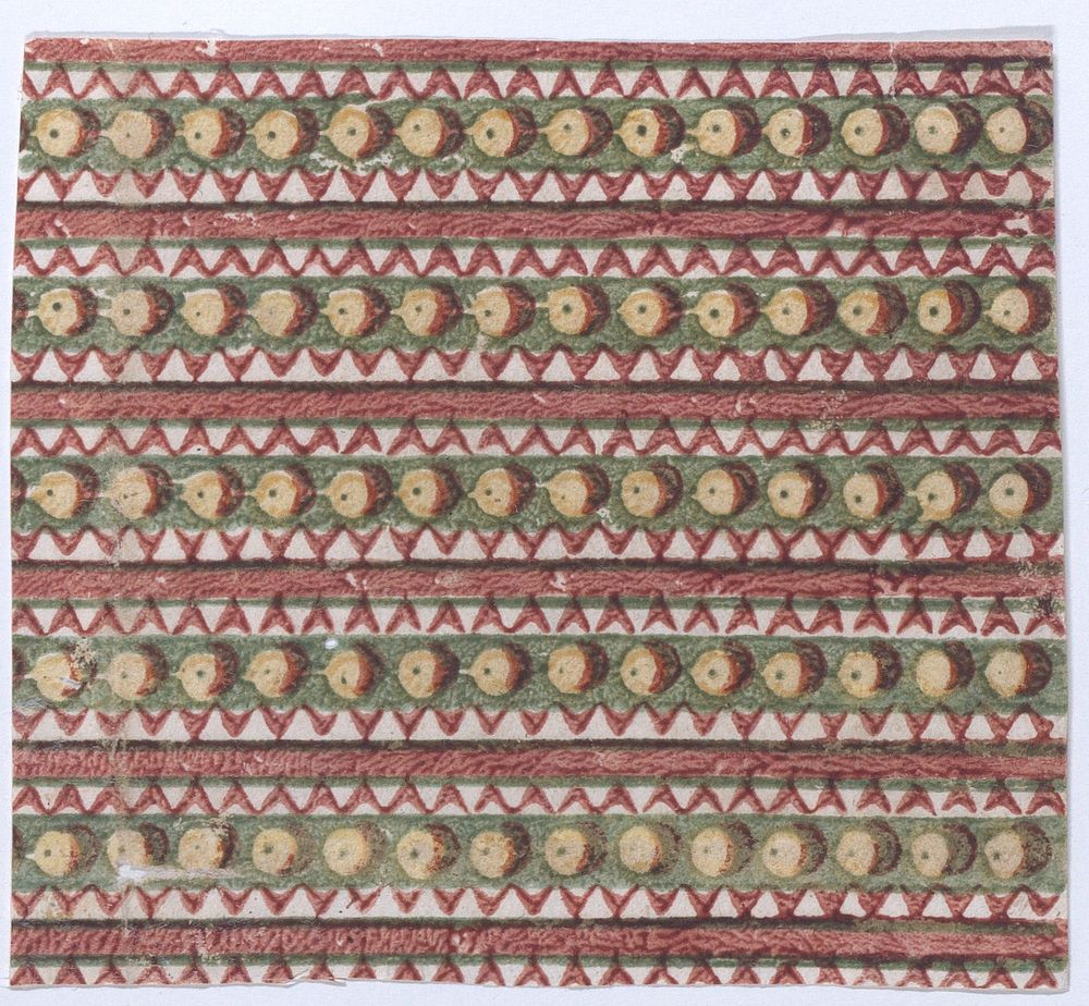 Sheet with overall patterns of pearls and zigzags