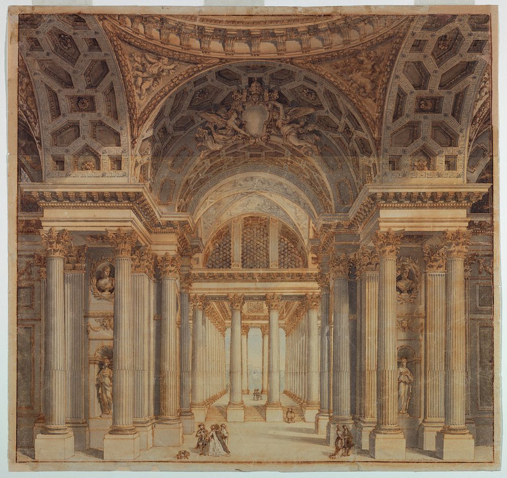 Stage Design, Interior of Papal Palace by Flaminio Innocenzi Minozzi