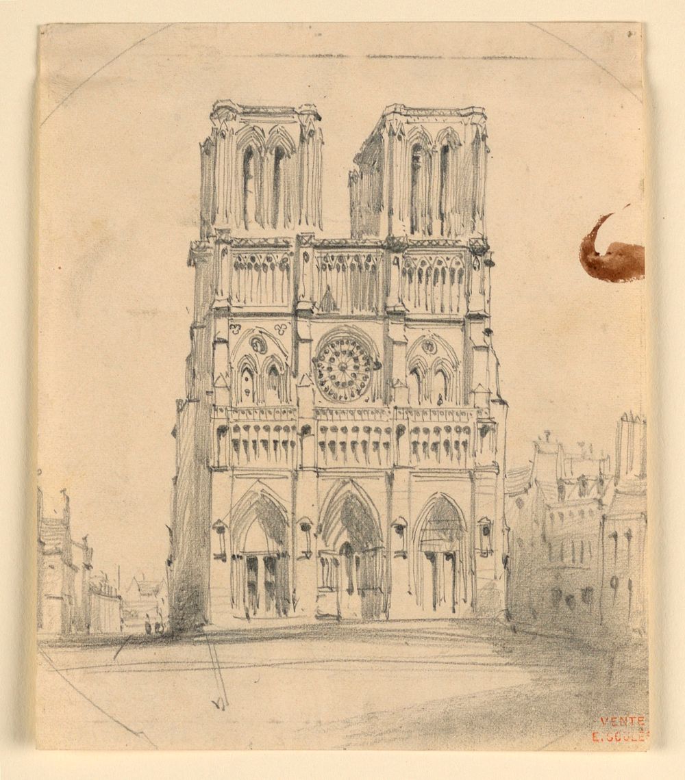 Notre Dame in Paris by Eugène Edouard Soulès and Charles Nicolas Ransonnette