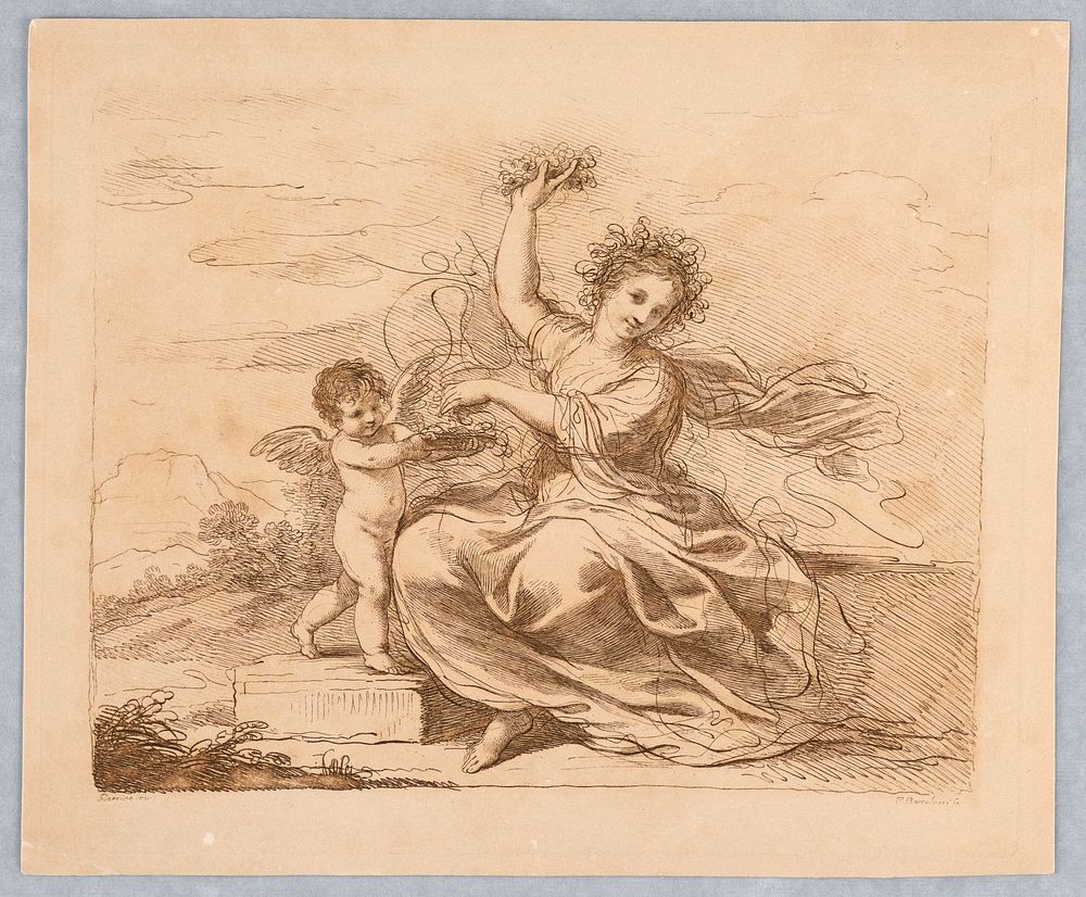 Flora, with a Cupid by Francesco Bartolozzi