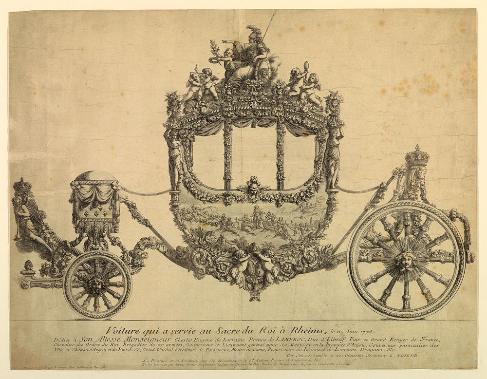 Design for Carriage from the Coronation of Louis XVI, June 11th, 1775 by Jean Louis Prieur