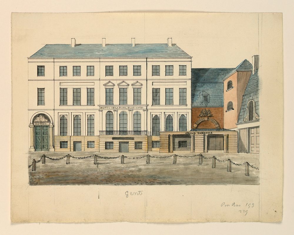 Elevation of a Town Square Showing Facade of the Theater