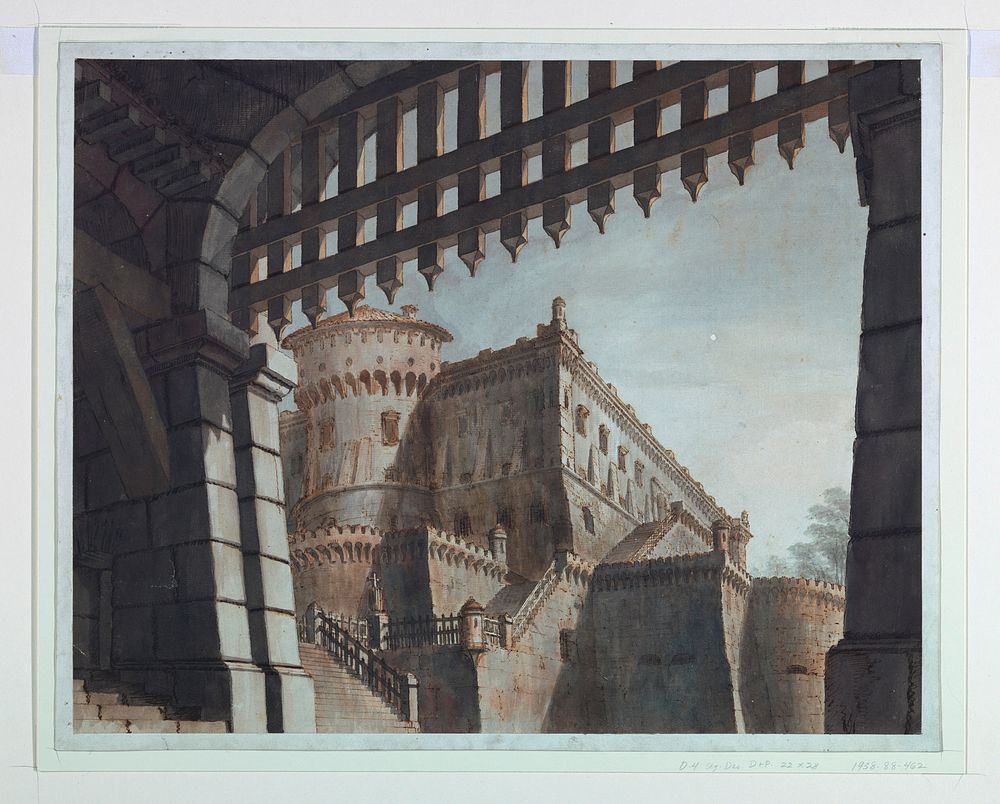 Stage Design, Castle with a Portcullis by Giovanni Maria Quaglio