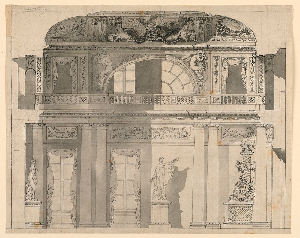 Design for a Salon, with Statues of Apollo and Venus by Gilles Paul Cauvet