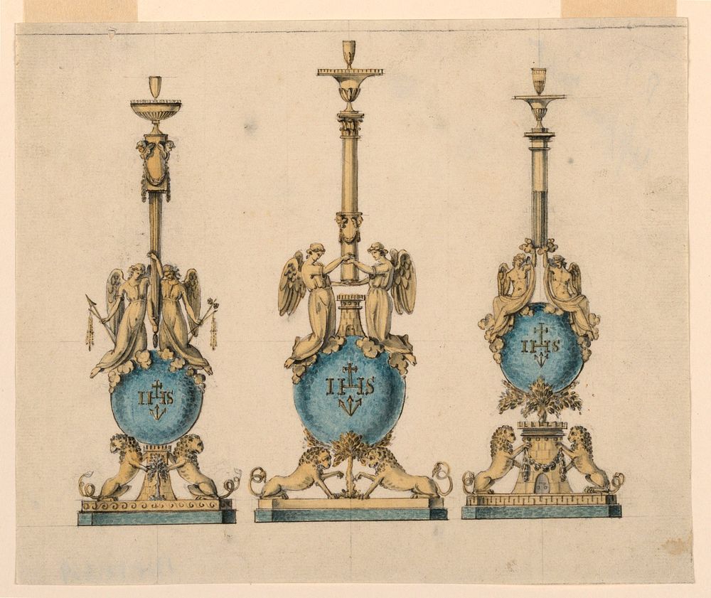 Three Designs for Altar Candlesticks for a Jesuit Church by Pietro Belli
