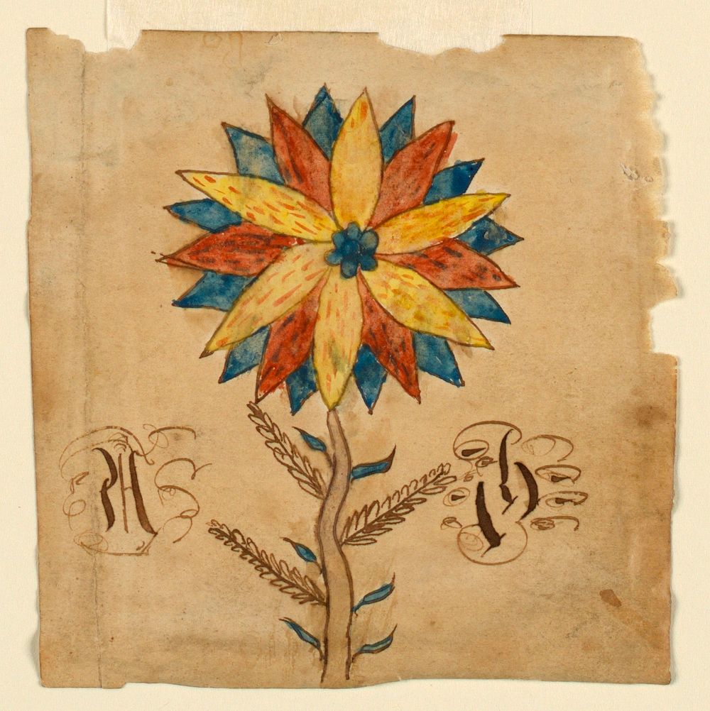 Fraktur: A Flower and Two Initials