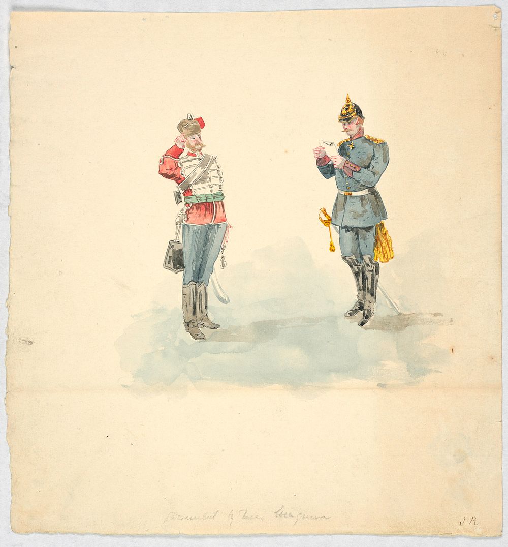 Costumes of a German Red Hussar and an Officer of German Infantry