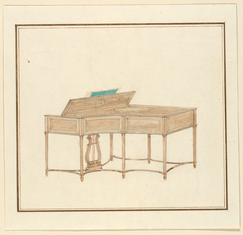 Design for a Marquetry Piano Case, Durr Freedley