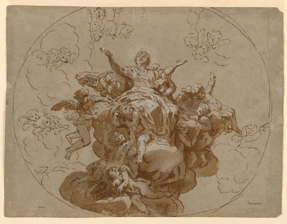 Design for a Ceiling with the Ascension of the Virgin, Francesco Trevisani